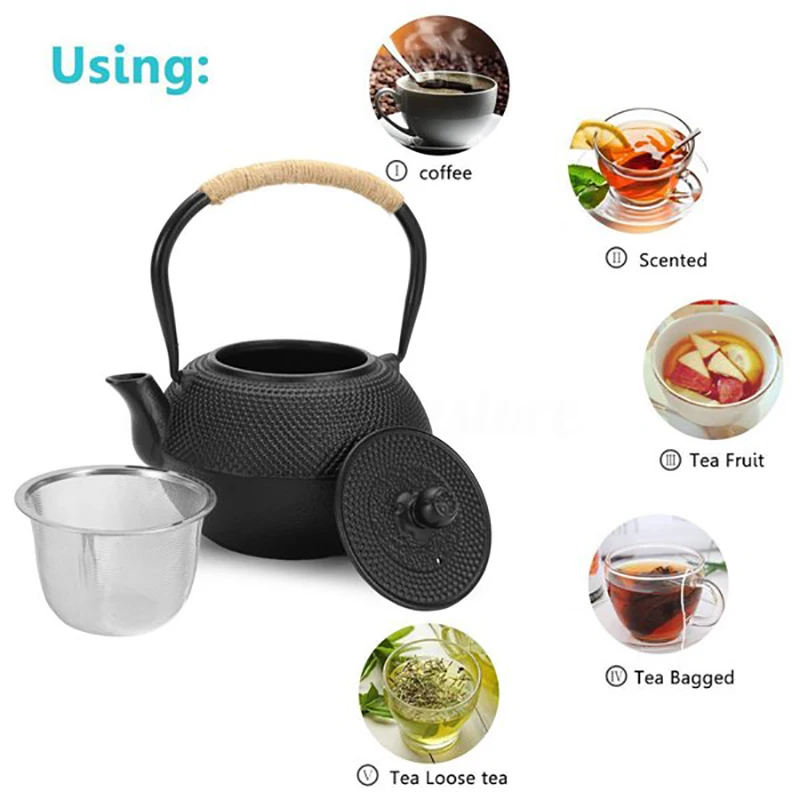 Japanese Cast Iron Teapot Tea Kettle Pot with Stainless Steel Infuser for Stovetop Safe Coated with Enameled Interior
Japanese Cast Iron Teapot Tea Kettle Pot with Stainless Steel Infuser for Stovetop Safe Coated with Enameled Interior