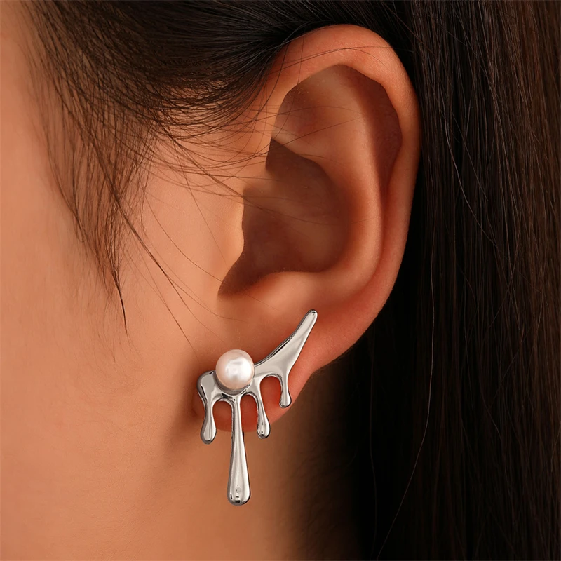 Ins Simple Style Creative Liquid Lava Earrings Irregular Design Water Drop Earrings Exquisite Pearl Ladies Jewelry Gift
Ins Simple Style Creative Liquid Lava Earrings Irregular Design Water Drop Earrings Exquisite Pearl Ladies Jewelry Gift