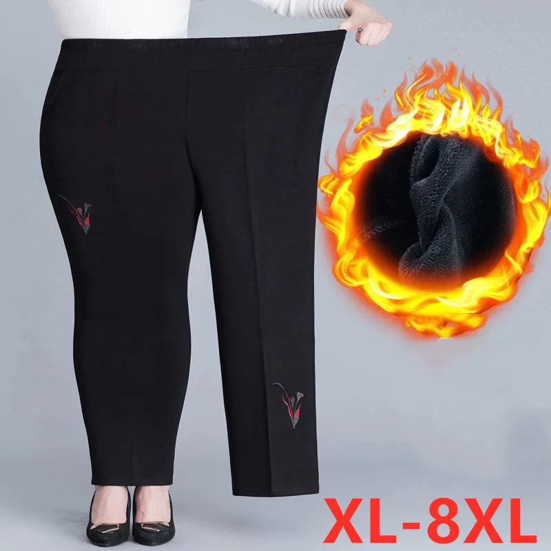 Брюки женские Прямые Бархатные с высокой талией, Теплые повседневные, с эластичным поясом, для пожилых женщин, 6XL 7XL 8XL 2022, весна/осень
Брюки женские Прямые Бархатные с высокой талией, Теплые повседневные, с эластичным поясом, для пожилых женщин, 6XL 7XL 8XL 2022, весна/осень