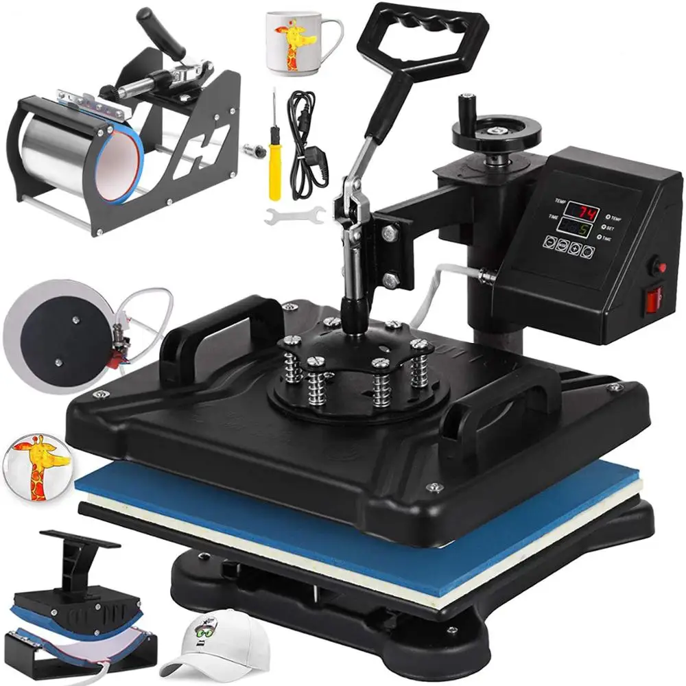12 X 15 Inch Heat Press Machine 5 in 1 Digital LED Display Multifunctional Sublimation Heat Press Machine for T Shirts Hat Mug
12 X 15 Inch Heat Press Machine 5 in 1 Digital LED Display Multifunctional Sublimation Heat Press Machine for T Shirts Hat Mug