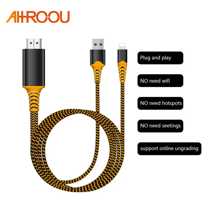 AHHROOU 1080P HDMI кабель для освещения Мужской к Женский HD AV адаптер Поддержка iPhone IOS ipad