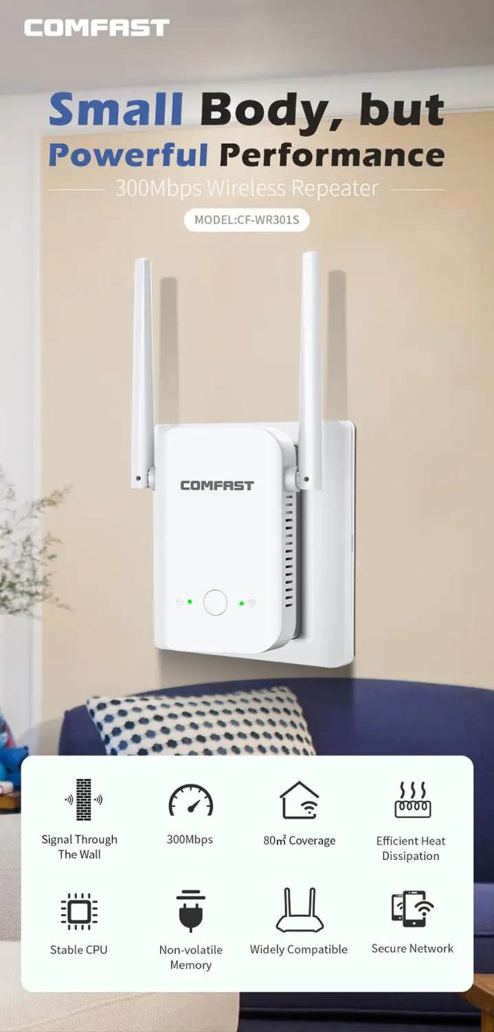 Wireless Wifi Repeater CF-WR301S Wifi Range Extender Router Wi-Fi Signal Amplifier300Mbps Long Range 2.4Ghz Router High Power
Wireless Wifi Repeater CF-WR301S Wifi Range Extender Router Wi-Fi Signal Amplifier300Mbps Long Range 2.4Ghz Router High Power
