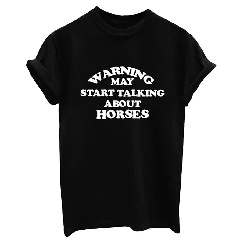 

Летняя футболка с надписью «Внимание, может начать говорить о лошадях», свободная футболка унисекс, гранж, tumblr-K757
