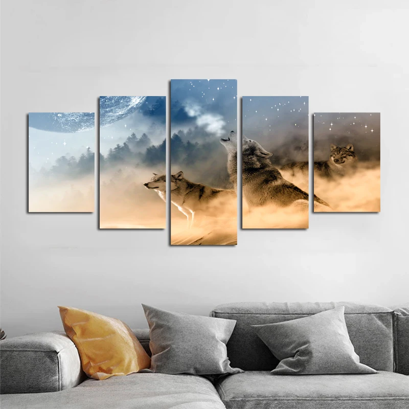 Modern Canvas Pictures HD Printed Wall Art Frame 5 Pieces Forest Animal Wolves Howling Mountain Landscape Living Room Home Decor
Modern Canvas Pictures HD Printed Wall Art Frame 5 Pieces Forest Animal Wolves Howling Mountain Landscape Living Room Home Decor