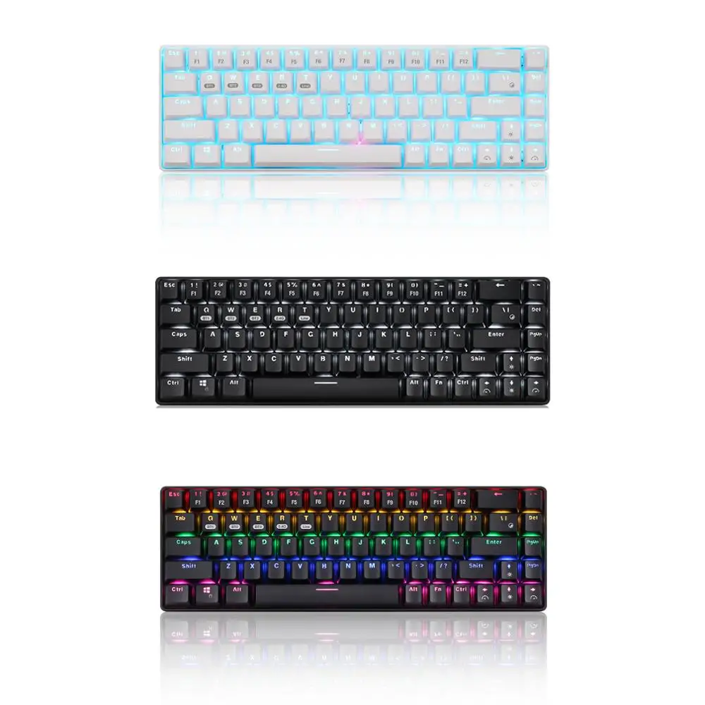 68 Keys Bluetooth 5.0/2.4G/Three Connection Mode Type-C LED Backlit Mechanical Keyboard for PC Desktop Laptop Mac
68 Keys Bluetooth 5.0/2.4G/Three Connection Mode Type-C LED Backlit Mechanical Keyboard for PC Desktop Laptop Mac