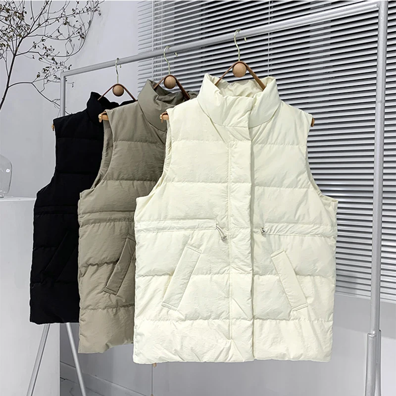 Fitaylor Spring Adjustable Waist Slim 90% White Duck Down Women Shots Stand Collar Zipper Sleeveless Vest Solid Thick Vest
Fitaylor Spring Adjustable Waist Slim 90% White Duck Down Women Shots Stand Collar Zipper Sleeveless Vest Solid Thick Vest