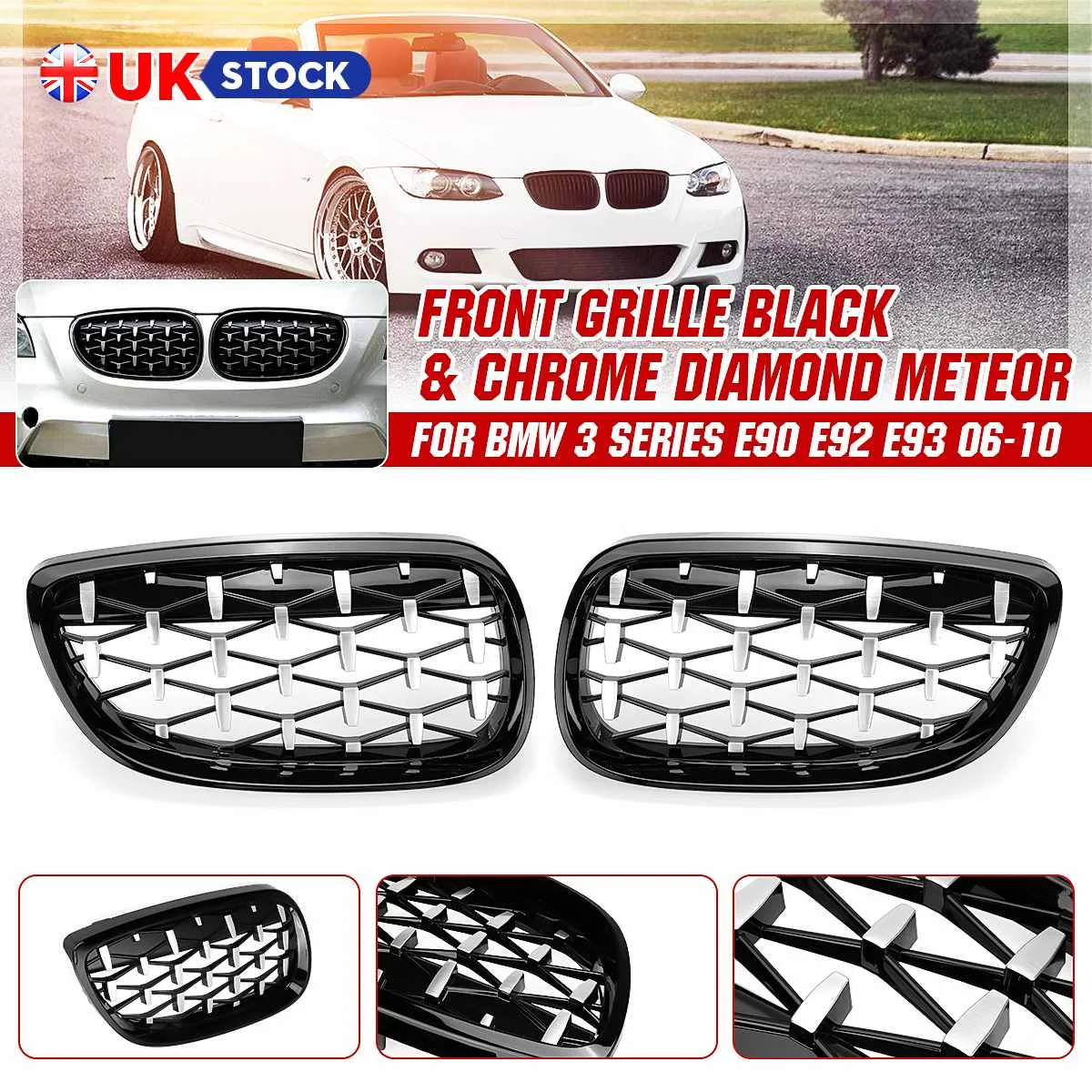 ABS Pair Car Front hood Grille Diamond Style Meteor For BMW 3 Series E90 E92 E93 Black Chrome Chrome Gloss Black Racing Grills
ABS Pair Car Front hood Grille Diamond Style Meteor For BMW 3 Series E90 E92 E93 Black Chrome Chrome Gloss Black Racing Grills