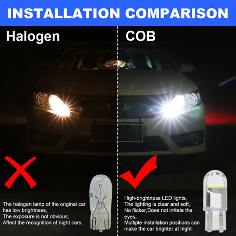 20pcs LED COB 6000K White W5W Car Interior Light Dome Lamp Map Bulb T10 W5W 194 168 147 152 158 159 Light Bulbs
20pcs LED COB 6000K White W5W Car Interior Light Dome Lamp Map Bulb T10 W5W 194 168 147 152 158 159 Light Bulbs