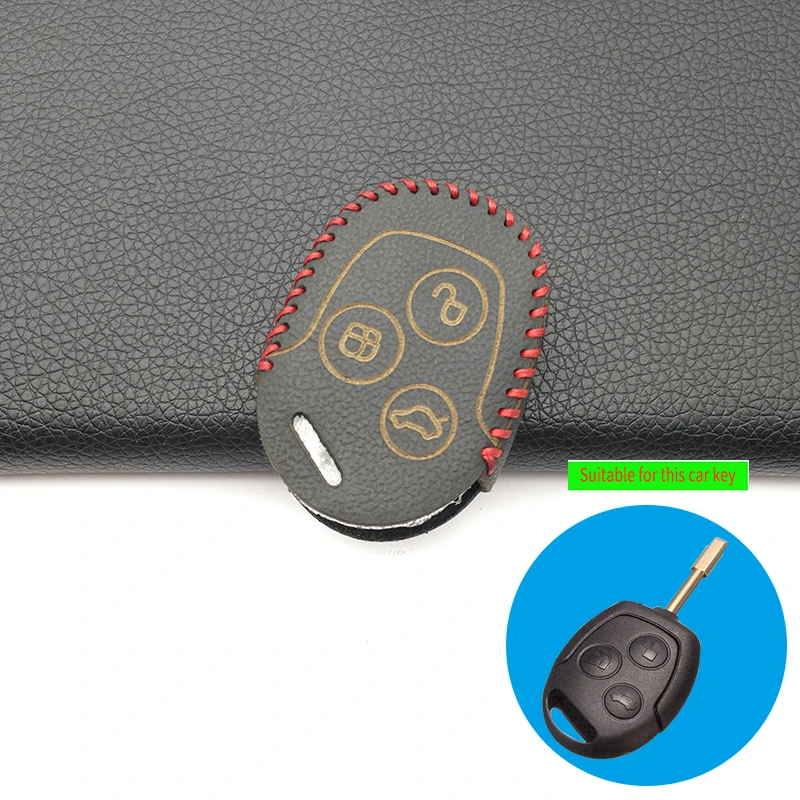 Чехол для автомобильного ключа из натуральной кожи с 3 кнопками | Автомобили и