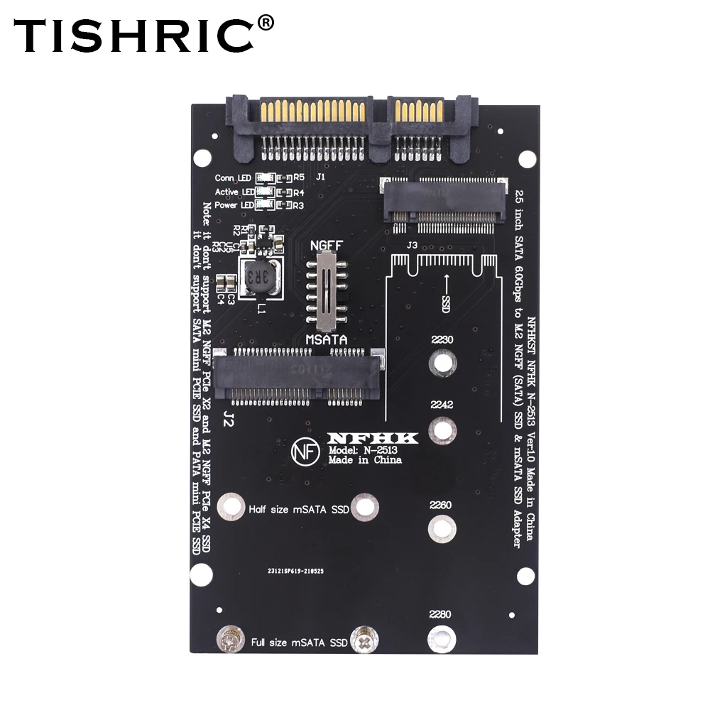 Адаптер TISHRIC M.2 NGFF MSATA-Sata 2 5 дюйма двухпортовый адаптер в 1 SSD Msata-Sata с 22-контактным