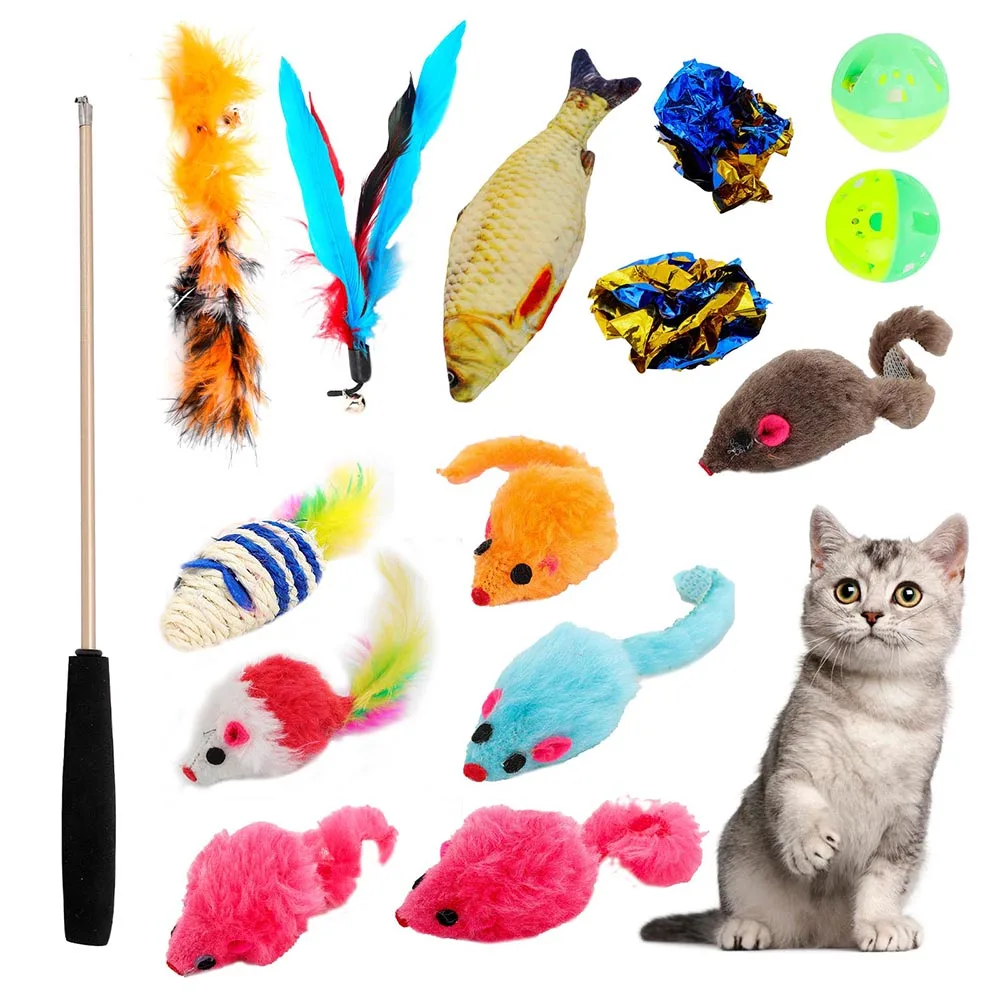 Pet Cat Toy Sets Funny Cats Stick Fishing Rod Plush Mouse Combination Various Kitten Relief Interactive Toys Pets Accessories
Pet Cat Toy Sets Funny Cats Stick Fishing Rod Plush Mouse Combination Various Kitten Relief Interactive Toys Pets Accessories