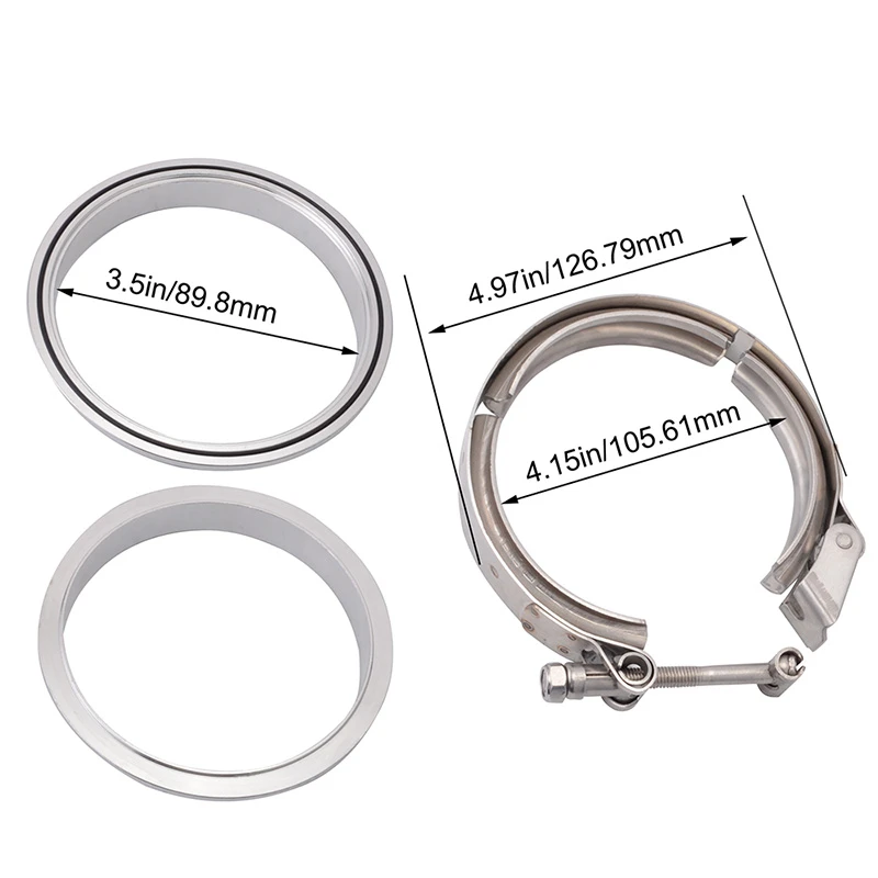 SPEEDWOW 3.5" V-Band Clamp Kit Quick Release Male Female Flange 304 Stainless Steel Exhaust System For Turbo Pipes | Автомобили и