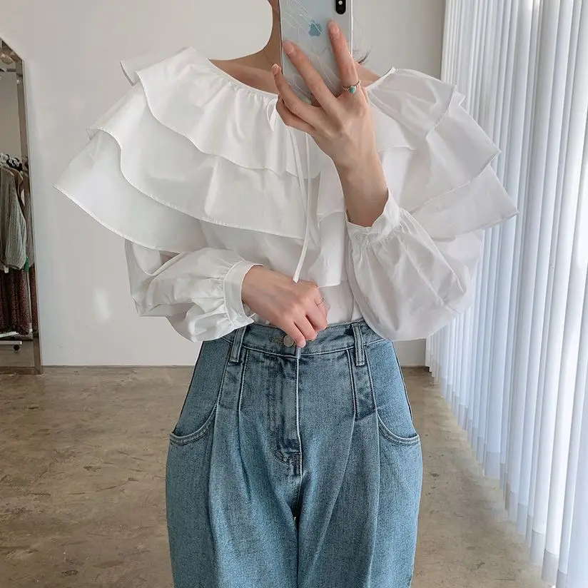 Alien Kitty White Ruffles Pullovers Blouses Fashion All Match Full Sleeves Gentle Lady 2021 New Autumn OL Loose Women Solid Tops
Alien Kitty White Ruffles Pullovers Blouses Fashion All Match Full Sleeves Gentle Lady 2021 New Autumn OL Loose Women Solid Tops