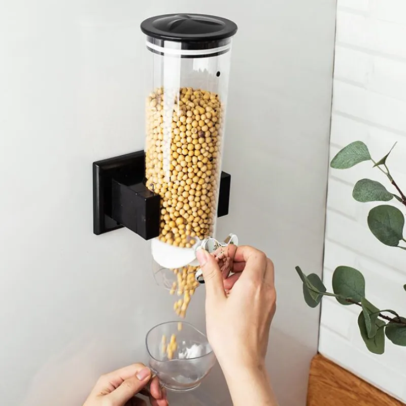 

Wall-mounted plastic cereal dispenser storage box kitchen Dry food container Snacks Melon Seed Nuts Candy tank kitchen organizer