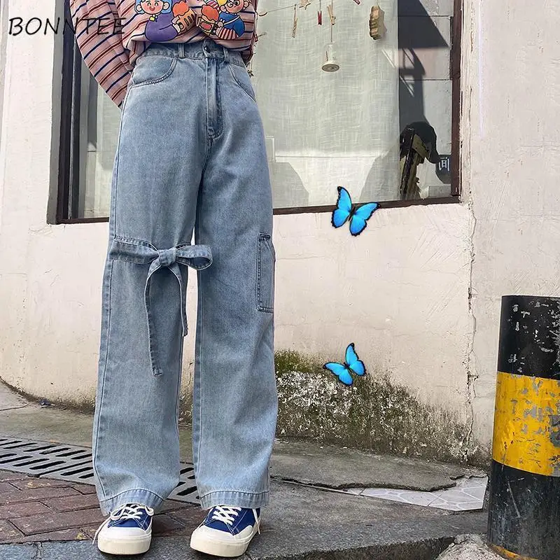 Jeans Women Wide Leg High Waist Bow Bandage Full-length Vintage Blue Denim Solid Simple Retro Harajuku All-match Preppy Femme
Jeans Women Wide Leg High Waist Bow Bandage Full-length Vintage Blue Denim Solid Simple Retro Harajuku All-match Preppy Femme