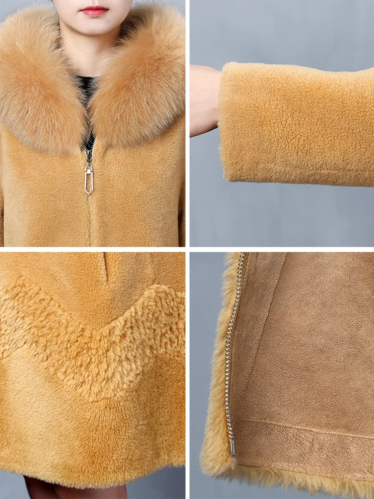 Real Women Winter Sheep Shearling 100% Wool Coat Female Fox Fur Collar Suede Leather Jacket NKK12917
Real Women Winter Sheep Shearling 100% Wool Coat Female Fox Fur Collar Suede Leather Jacket NKK12917