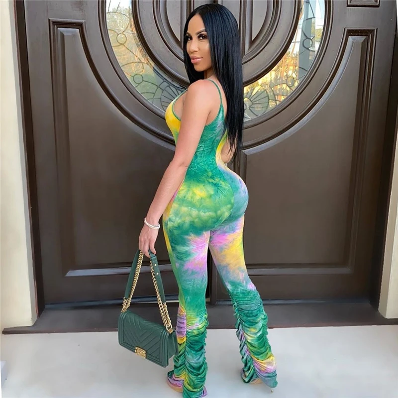 Adogirl Tie Dye Print Women Sleeveless Jummpsuit Spaghetti Straps Romper Stacked Pants One Piece Overall
Adogirl Tie Dye Print Women Sleeveless Jummpsuit Spaghetti Straps Romper Stacked Pants One Piece Overall