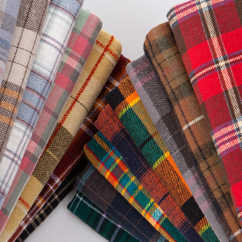 

50X145cm Yarn Dyed Plaid Check Fabric Brushed Surface Sewing Shirt Pants Suits DIY Clothes Materials Handmade Crafts Tissu