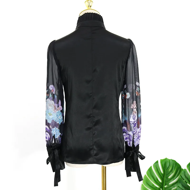 kpop IU Lee Ji Eun new stand collar pleated black shirt women Evening party temperament Flower print long sleeve blouse and tops
kpop IU Lee Ji Eun new stand collar pleated black shirt women Evening party temperament Flower print long sleeve blouse and tops