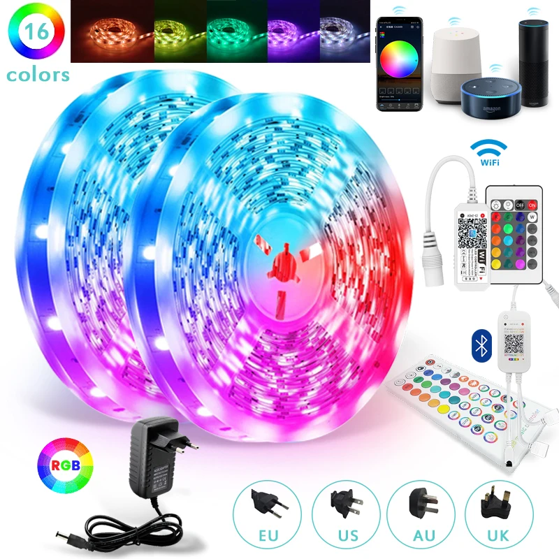 WiFi смарт мечта Цвет светодиодные полосы света RGB 5050 2835 гибкая лента 5 м 10 DC 12V для