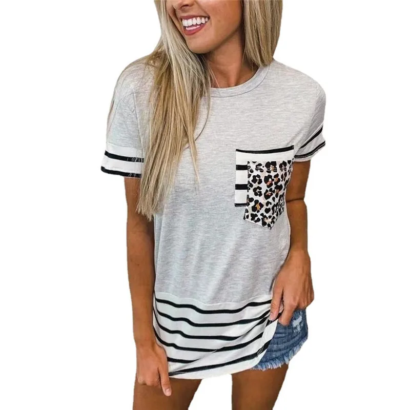 New Summer Casual T-Shirt Women Short Sleeve Tops Striped Print Patchwork O-Neck Tee 3XL Large Size Lady Pockets Loose T-Shirts
New Summer Casual T-Shirt Women Short Sleeve Tops Striped Print Patchwork O-Neck Tee 3XL Large Size Lady Pockets Loose T-Shirts