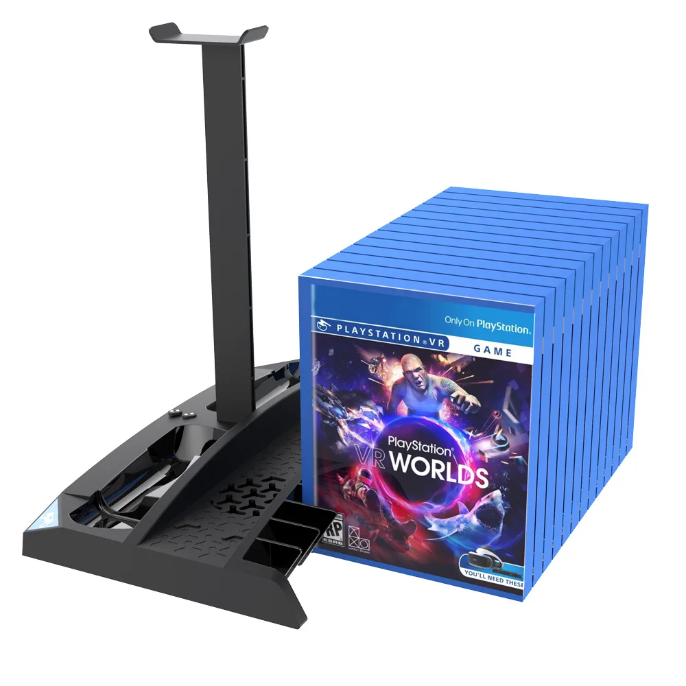 PS4 Cooling Fan for PS4 Slim / PS4 Pro/Playstation 4 Vertical Stand Dual Controller Charger & 17 Game Storage Headphone Holder 
PS4 Cooling Fan for PS4 Slim / PS4 Pro/Playstation 4 Vertical Stand Dual Controller Charger & 17 Game Storage Headphone Holder