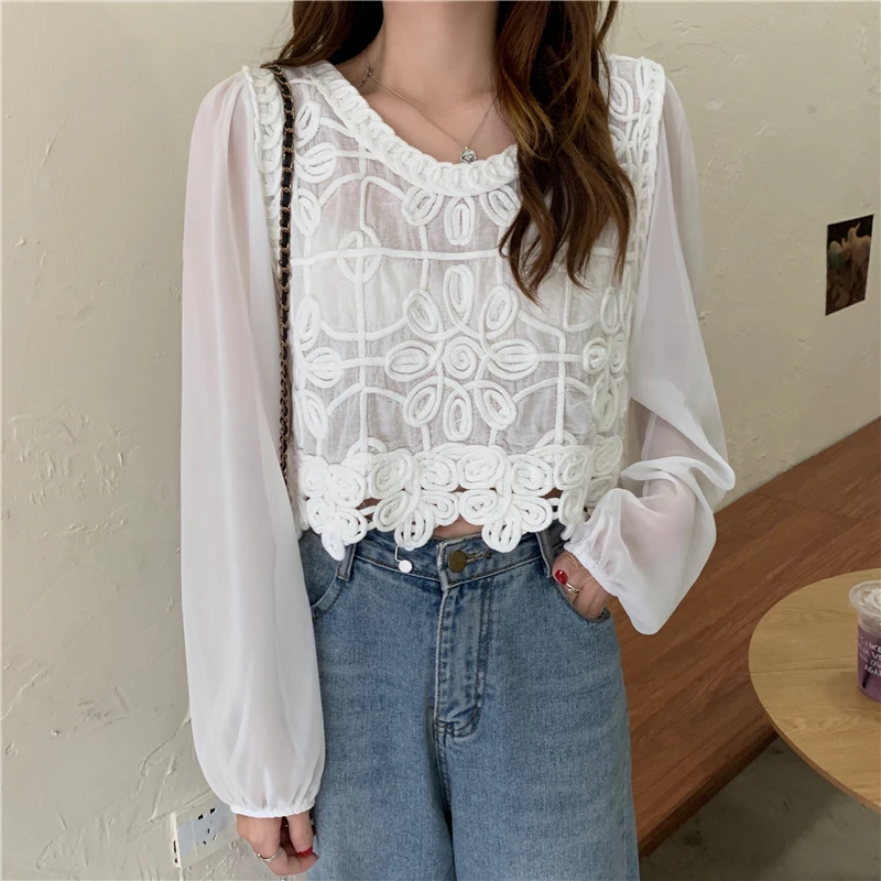 HziriP Hook Flowers Chiffon Basic Prom Princess Lace 2021 Elegance Fashion Fairy Sweet Chic Gentle High Waist Tops Blouses
HziriP Hook Flowers Chiffon Basic Prom Princess Lace 2021 Elegance Fashion Fairy Sweet Chic Gentle High Waist Tops Blouses
