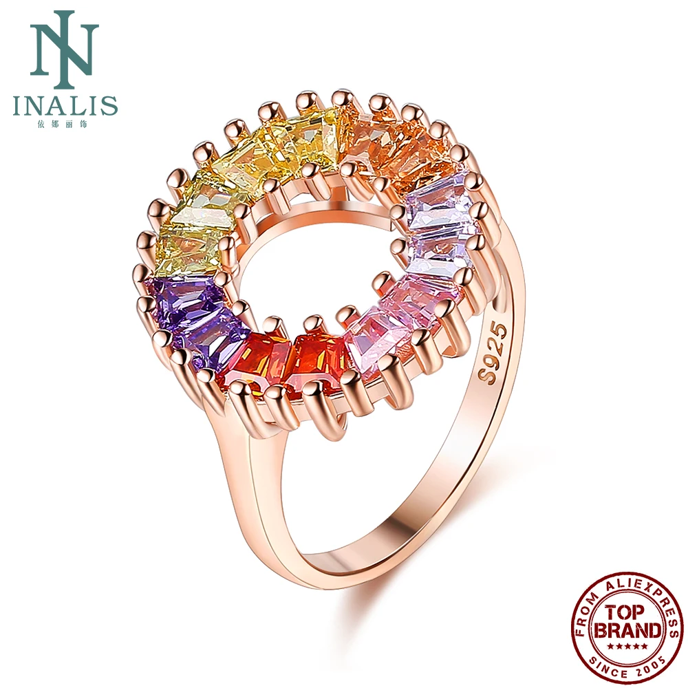 INALIS S925 Sterling Silver Rainbow Rings For Women Authentic Wedding Ring Colorful Cubic Zirconia Circle Setting Fine Jewelry
INALIS S925 Sterling Silver Rainbow Rings For Women Authentic Wedding Ring Colorful Cubic Zirconia Circle Setting Fine Jewelry