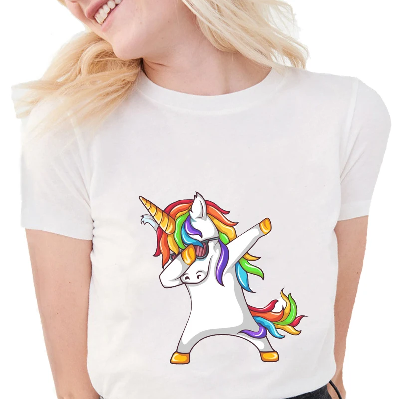 Summer Funny Dabbing Unicorn T-Shirt Women Colorful Cartoon Printed T Shirts O-neck Soft Short Sleeve Casual White Tops S1701
Summer Funny Dabbing Unicorn T-Shirt Women Colorful Cartoon Printed T Shirts O-neck Soft Short Sleeve Casual White Tops S1701