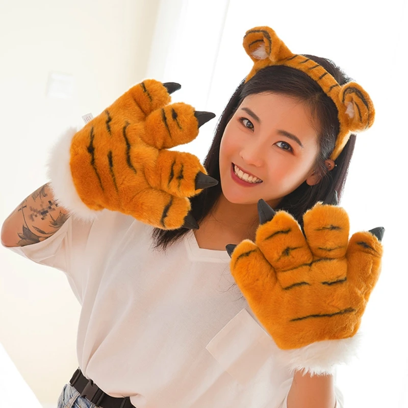 Adult Kids Plush Tiger Cosplay Costume Set Cute Ears Headband 3D Animal Paw Fluffy Gloves Stuffed Toys Party Supplies
Adult Kids Plush Tiger Cosplay Costume Set Cute Ears Headband 3D Animal Paw Fluffy Gloves Stuffed Toys Party Supplies