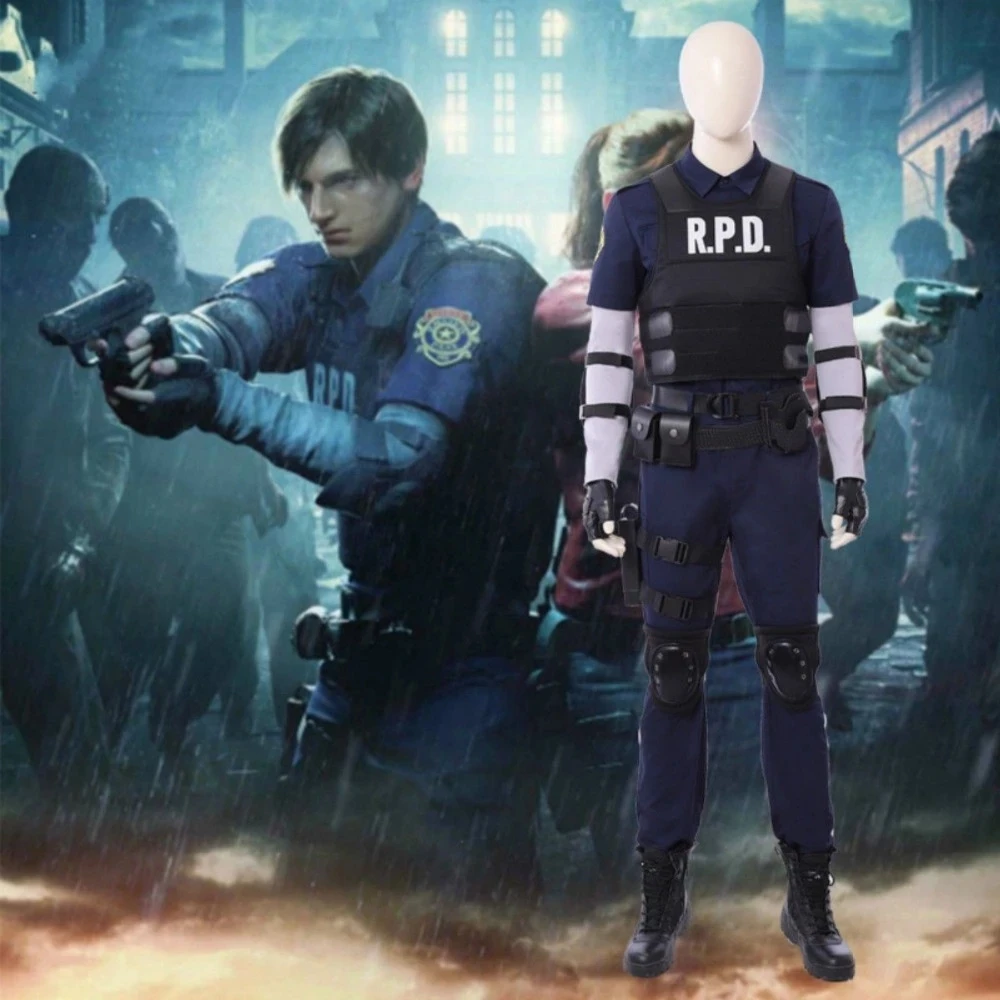 RE2 Leon Косплей Костюм Выживание ужас игры Хэллоуин костюмы Леон Скотт Кеннеди