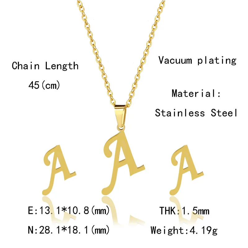 Stainless Steel Jewelry Sets 26Letter Stud Earrings Pendant Necklace Alphabet Clavicle Chain For Women Fashion Jewelry Suit
Stainless Steel Jewelry Sets 26Letter Stud Earrings Pendant Necklace Alphabet Clavicle Chain For Women Fashion Jewelry Suit