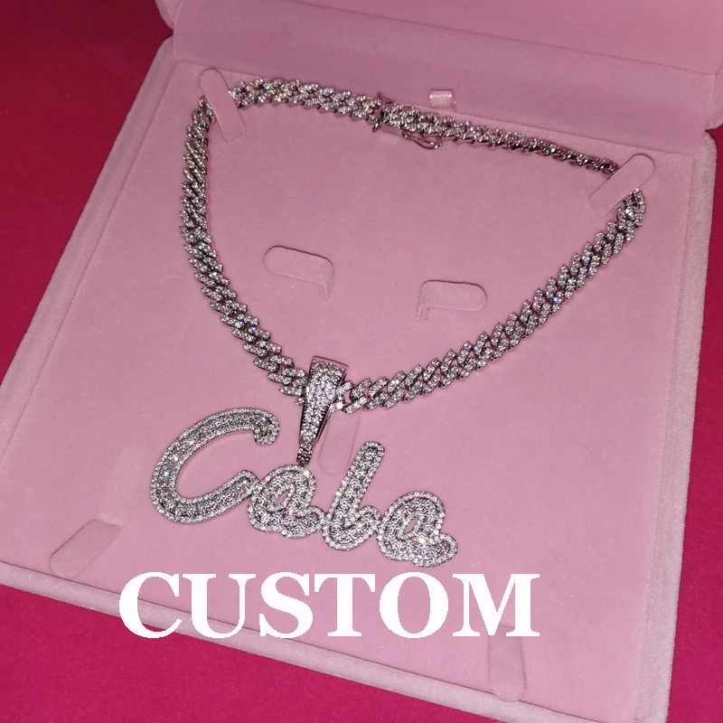 Grandbling Custom Brush Cursive Letter Name Necklace With 9 MM Cuban Chain CZ Personalized Words Pendant Hiphop Jewelry
Grandbling Custom Brush Cursive Letter Name Necklace With 9 MM Cuban Chain CZ Personalized Words Pendant Hiphop Jewelry