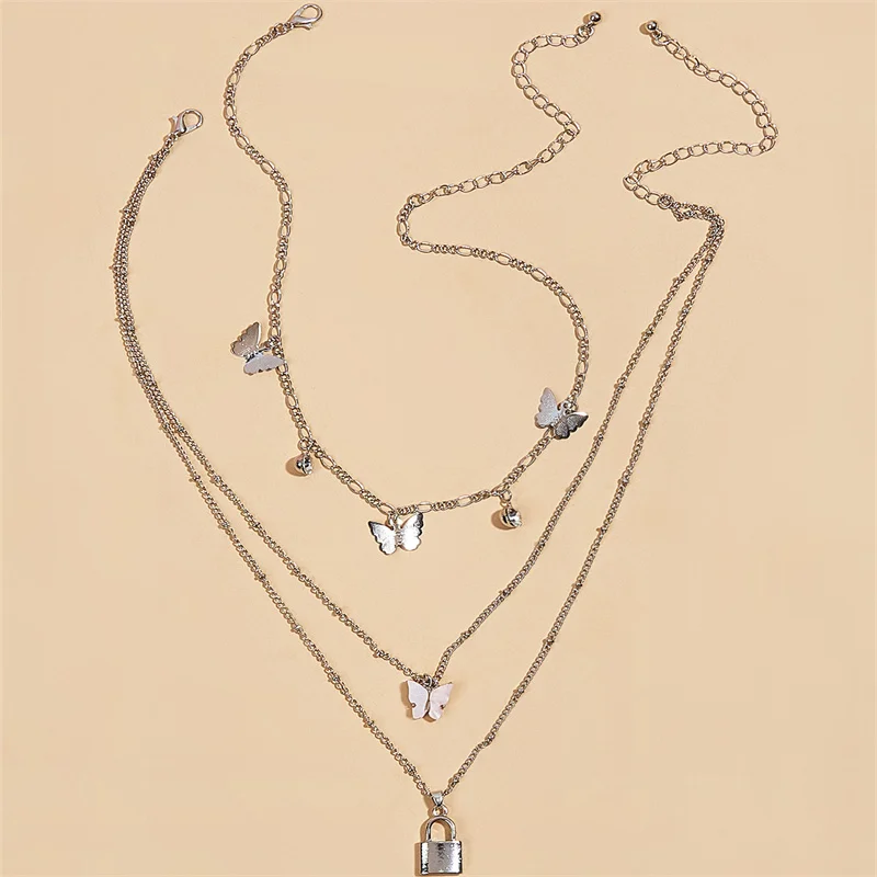 Trendy Fringed Multilayer Necklace Women Butterfly Clavicle Chain Small Lock Pendant collares gargantilla mujer
Trendy Fringed Multilayer Necklace Women Butterfly Clavicle Chain Small Lock Pendant collares gargantilla mujer
