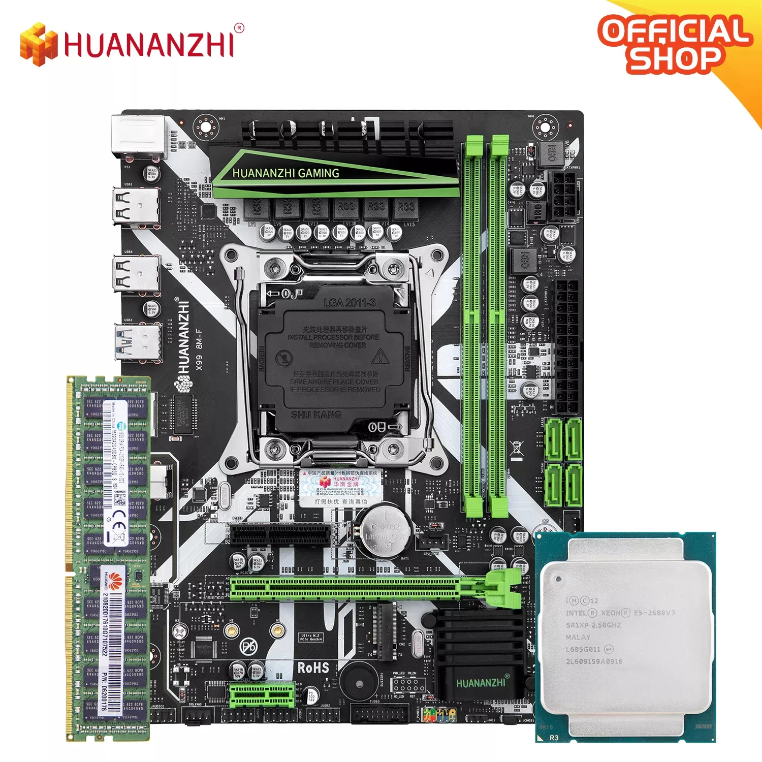 HUANANZHI X99 8M F X99 Motherboard with Intel XEON E5 2680 V3 with 1*16G DDR4 RECC memory combo kit set NVME USB3.0 Server 
HUANANZHI X99 8M F X99 Motherboard with Intel XEON E5 2680 V3 with 1*16G DDR4 RECC memory combo kit set NVME USB3.0 Server