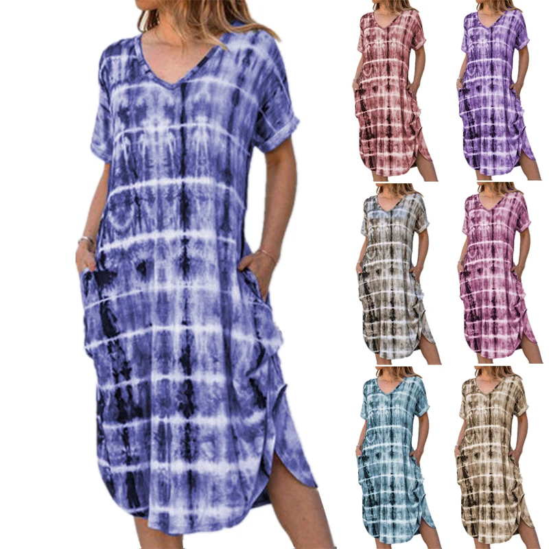 Wholesale 2021 Women Casual Short sleeve Printed Fashion V-neck loose slit print dress S-5XL Plus Size
Wholesale 2021 Women Casual Short sleeve Printed Fashion V-neck loose slit print dress S-5XL Plus Size