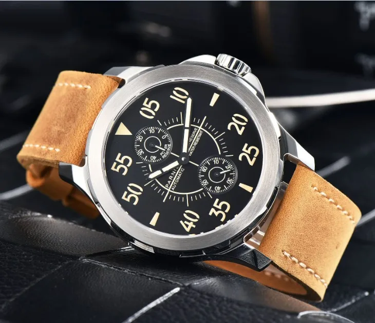 Sapphire crystal PARNIS 44mm Automatic Self-Wind movement power reserve men's watch luminous Mechanical watches GR93-20 
Sapphire crystal PARNIS 44mm Automatic Self-Wind movement power reserve men's watch luminous Mechanical watches GR93-20