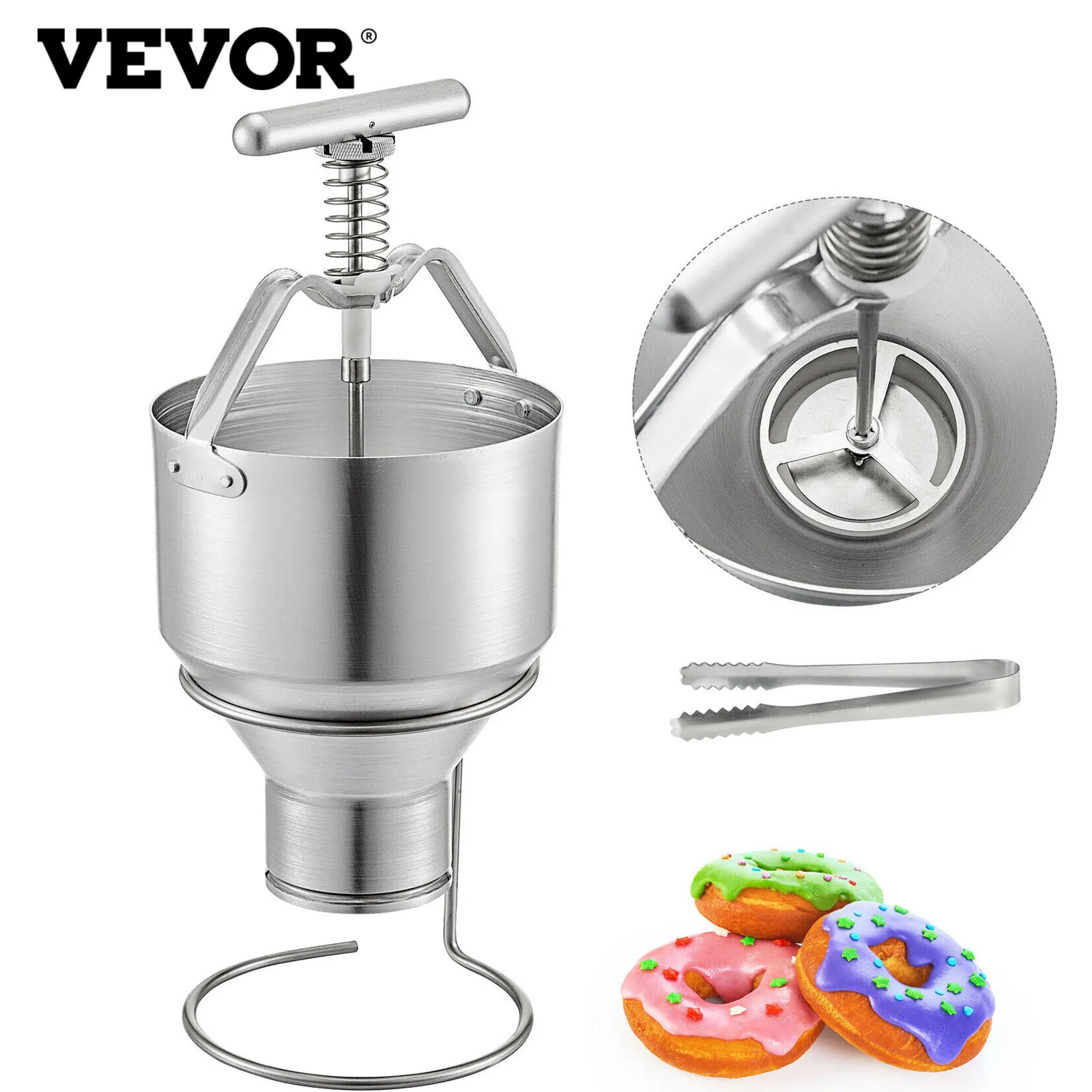 VEVOR 5L Manual Donut Depositor Dropper Plunger Batter Dispenser Hopper 6 Adjustable Thicknesses Easy to Use Commercial Home 
VEVOR 5L Manual Donut Depositor Dropper Plunger Batter Dispenser Hopper 6 Adjustable Thicknesses Easy to Use Commercial Home