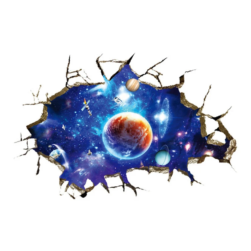 Cosmic Space planet Broken wall stickers for kids rooms bedroom nursery home decoration decals murals Break the wall sticker3D
Cosmic Space planet Broken wall stickers for kids rooms bedroom nursery home decoration decals murals Break the wall sticker3D