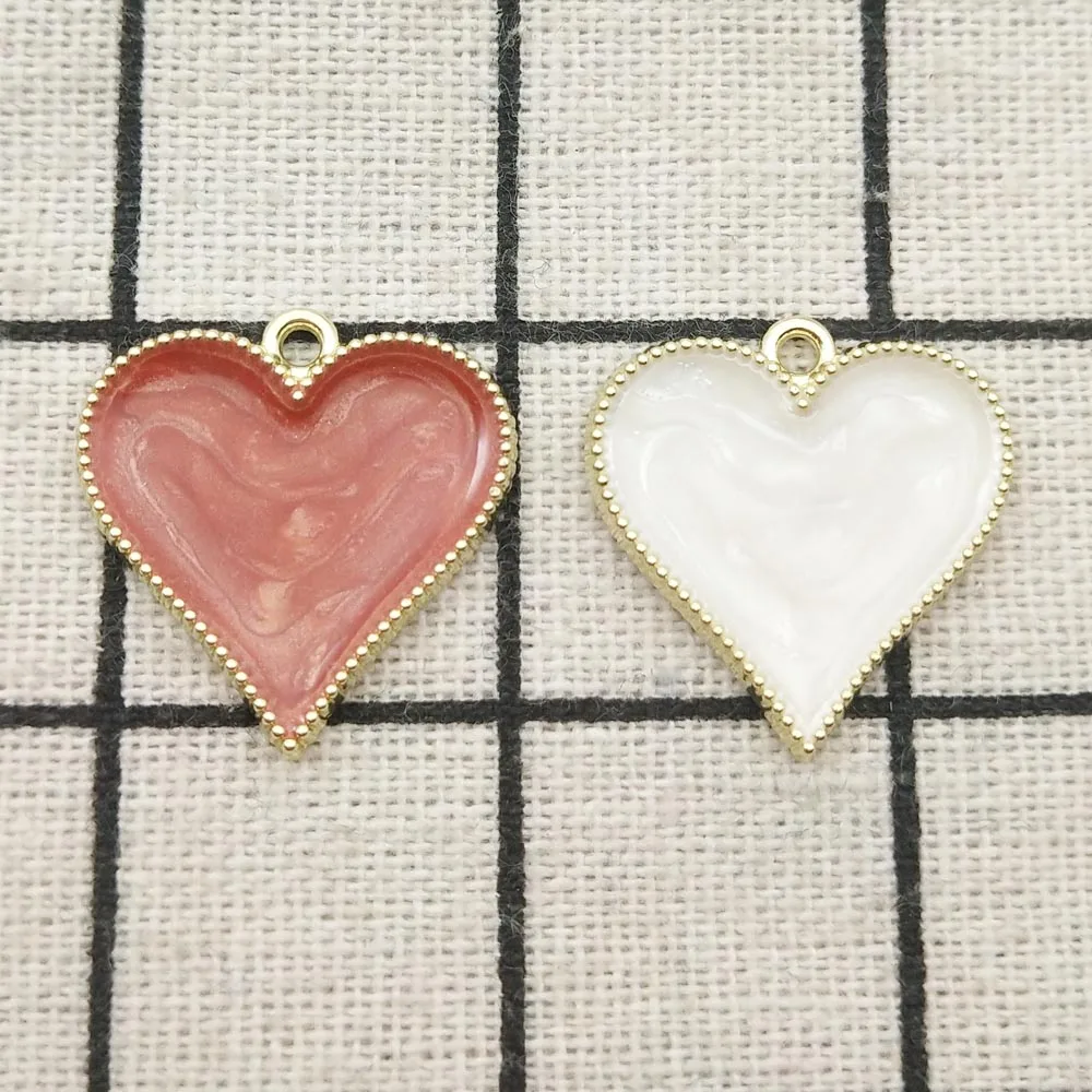 

10pcs 21x22mm enamel heart charm for jewelry making crafting fashion earring pendant bracelet charm necklace charms diy finding