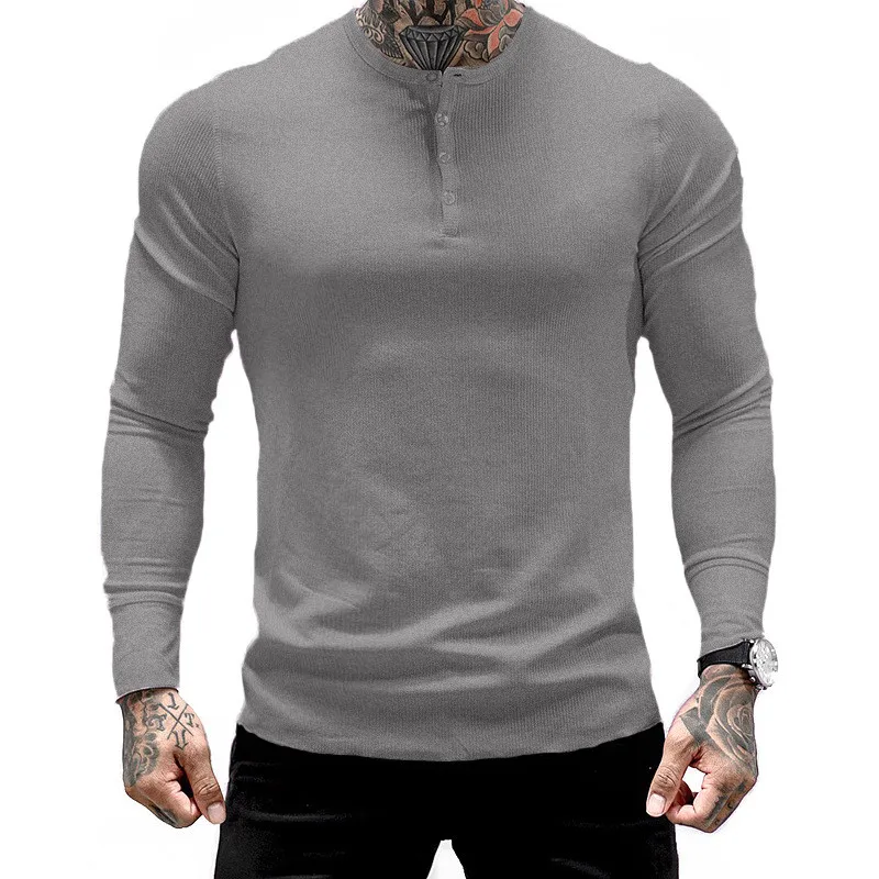 YEMEKE Men's Button collar Long-sleeved o-neck wear cotton slim shirt T-shirt fashion GYMS exercise breathable sportswear
YEMEKE Men's Button collar Long-sleeved o-neck wear cotton slim shirt T-shirt fashion GYMS exercise breathable sportswear
