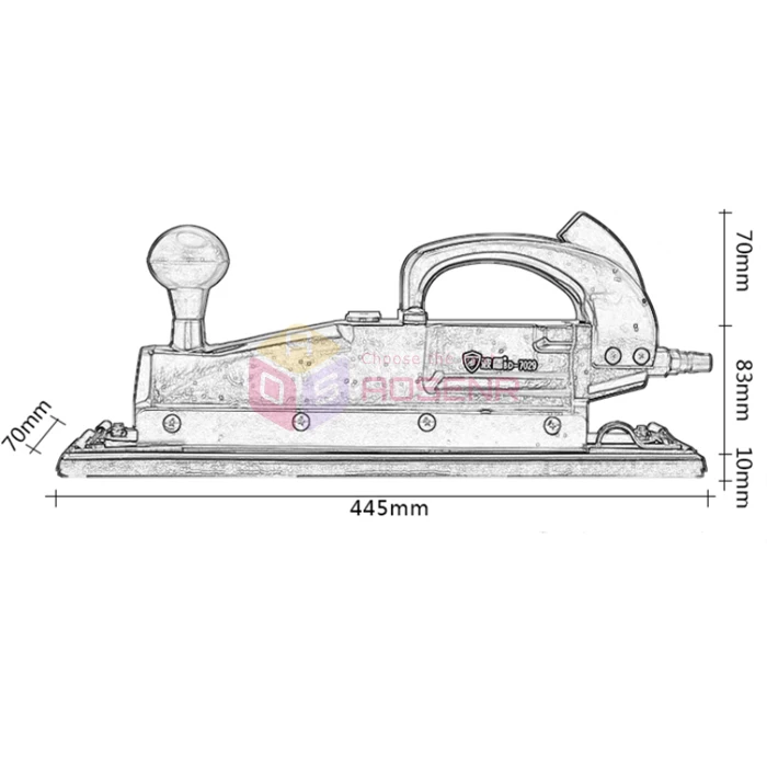 Borntun Pneumatic Air Orbital Reciprocating Sander Polisher 445mm*70mm Polishing Sanding Buffing Metal Wood Floor Machine Tools |