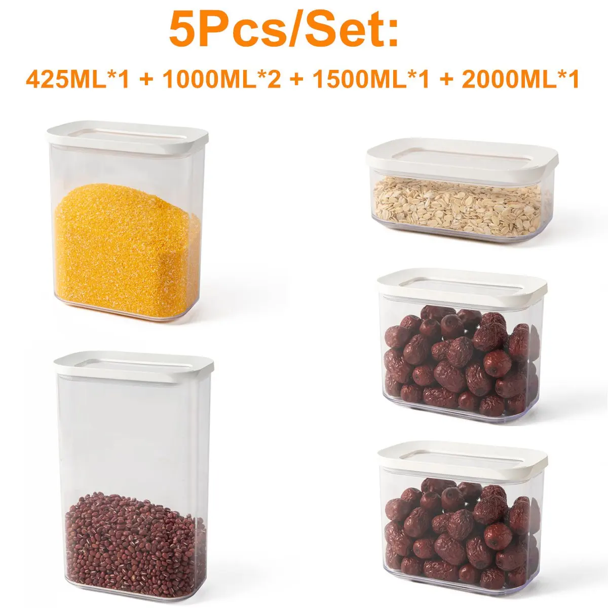 PS Food Sealed Plastic Clear Container Storage Box Set Kitchen Storage Bottles Jars Dried Grains Box 3-5pcs/set
PS Food Sealed Plastic Clear Container Storage Box Set Kitchen Storage Bottles Jars Dried Grains Box 3-5pcs/set