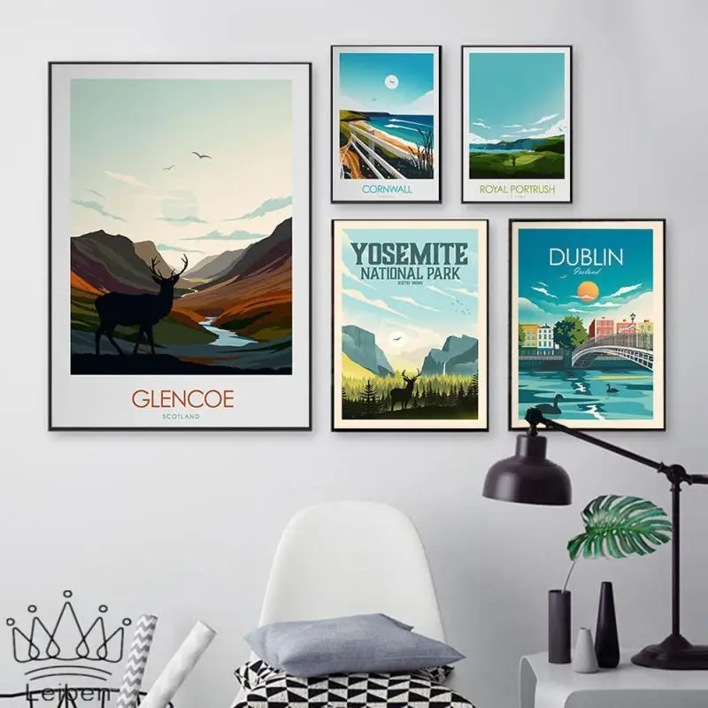 Retro Tourism City Landscape Poster Dublin Ireland Glencoe National Park Canvas Painting Nordic Modern Art Picture On The Wall
Retro Tourism City Landscape Poster Dublin Ireland Glencoe National Park Canvas Painting Nordic Modern Art Picture On The Wall