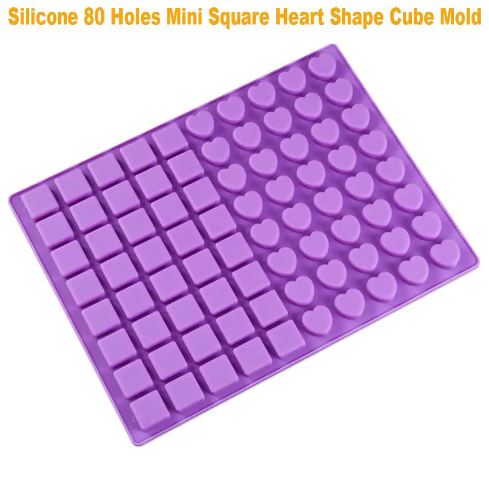 Silicone 80 Holes Mini Square Heart Shape Cube Mold For Ice Cake Tray Cubes Candy Chocolate Pudding Jelly Party Bar Whisky Tools
Silicone 80 Holes Mini Square Heart Shape Cube Mold For Ice Cake Tray Cubes Candy Chocolate Pudding Jelly Party Bar Whisky Tools