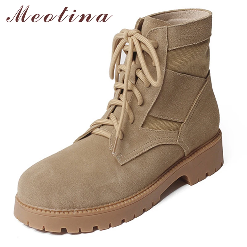 Meotina Women Shoes Genuine Leather Kid Suede Ankle Boots Round Toe Thick High Heel Boots Lace Up Ladies Boots Autumn Winter 40
Meotina Women Shoes Genuine Leather Kid Suede Ankle Boots Round Toe Thick High Heel Boots Lace Up Ladies Boots Autumn Winter 40