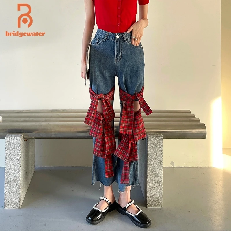 BRIDGEWATER Streetwear Contrast Color Spliced Hollow Out Bow Jeans Women Summer 2021 New Female High Waist Straight Denim Pants
BRIDGEWATER Streetwear Contrast Color Spliced Hollow Out Bow Jeans Women Summer 2021 New Female High Waist Straight Denim Pants