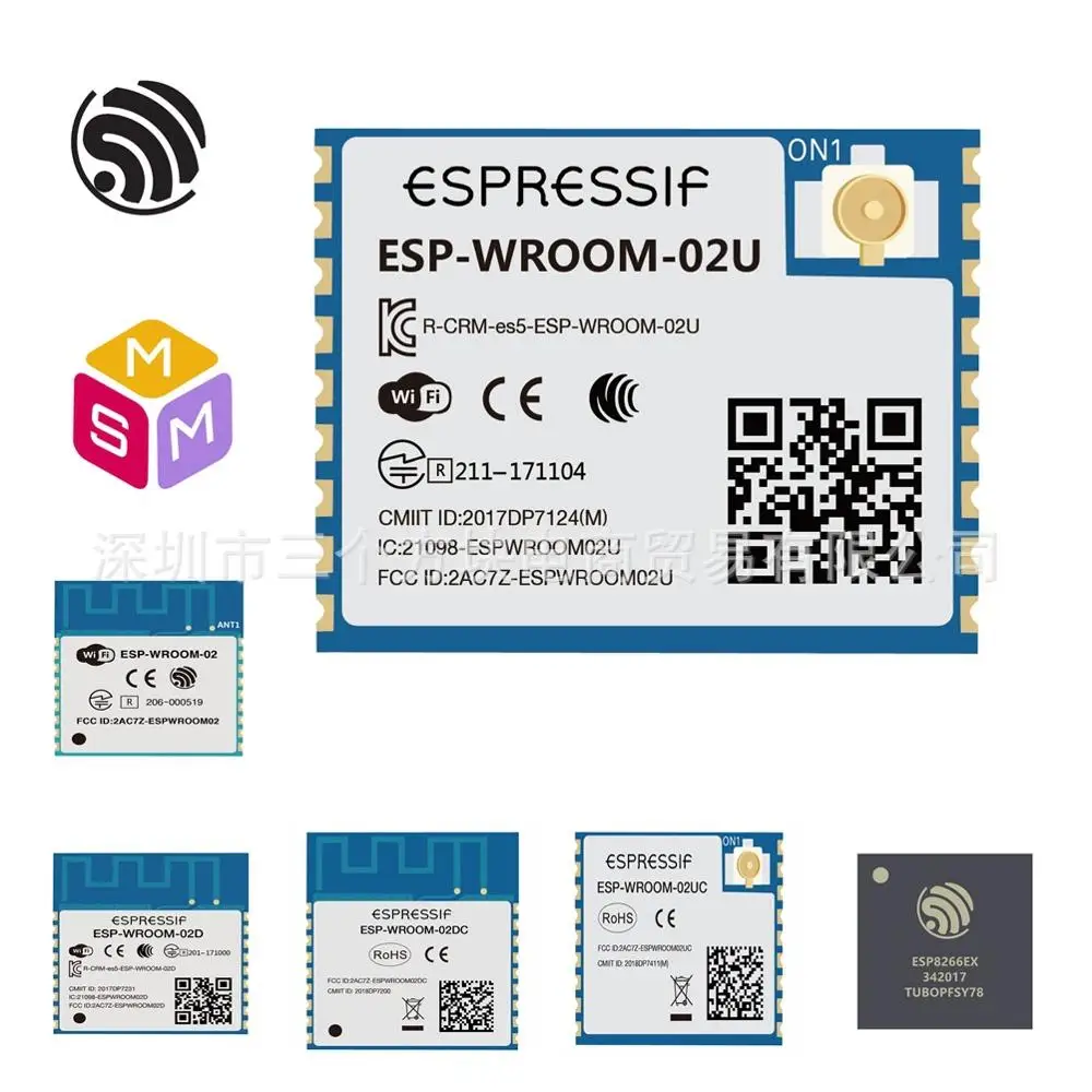 (2 MFlash) ESP WROOM 02U/02D AIoT Espressif SoC ESP8266 2 4 ГГц Wi Fi модуль беспроводной/Прозрачная