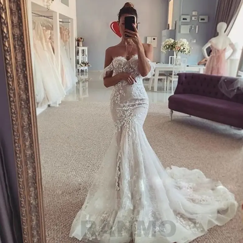 RANMO Sexy Off the Shoulder Lace Mermaid Wedding Dress Vestido de noiva Slim Fitted Stylish Elegant Bridal Gown Robe de mariage
RANMO Sexy Off the Shoulder Lace Mermaid Wedding Dress Vestido de noiva Slim Fitted Stylish Elegant Bridal Gown Robe de mariage