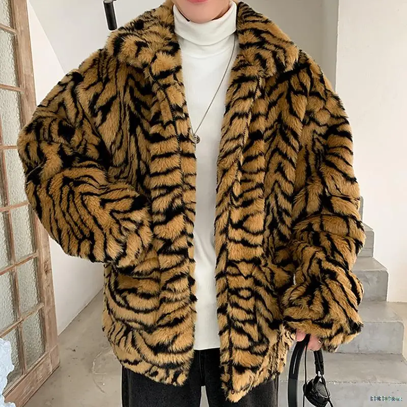 Faux Fur Tiger Leopard Coat Men Winter Warm Thick Jacket Turn-down Collar Pocket Overcoat Fashion Male Outerwear Plus Size M-3XL
Faux Fur Tiger Leopard Coat Men Winter Warm Thick Jacket Turn-down Collar Pocket Overcoat Fashion Male Outerwear Plus Size M-3XL